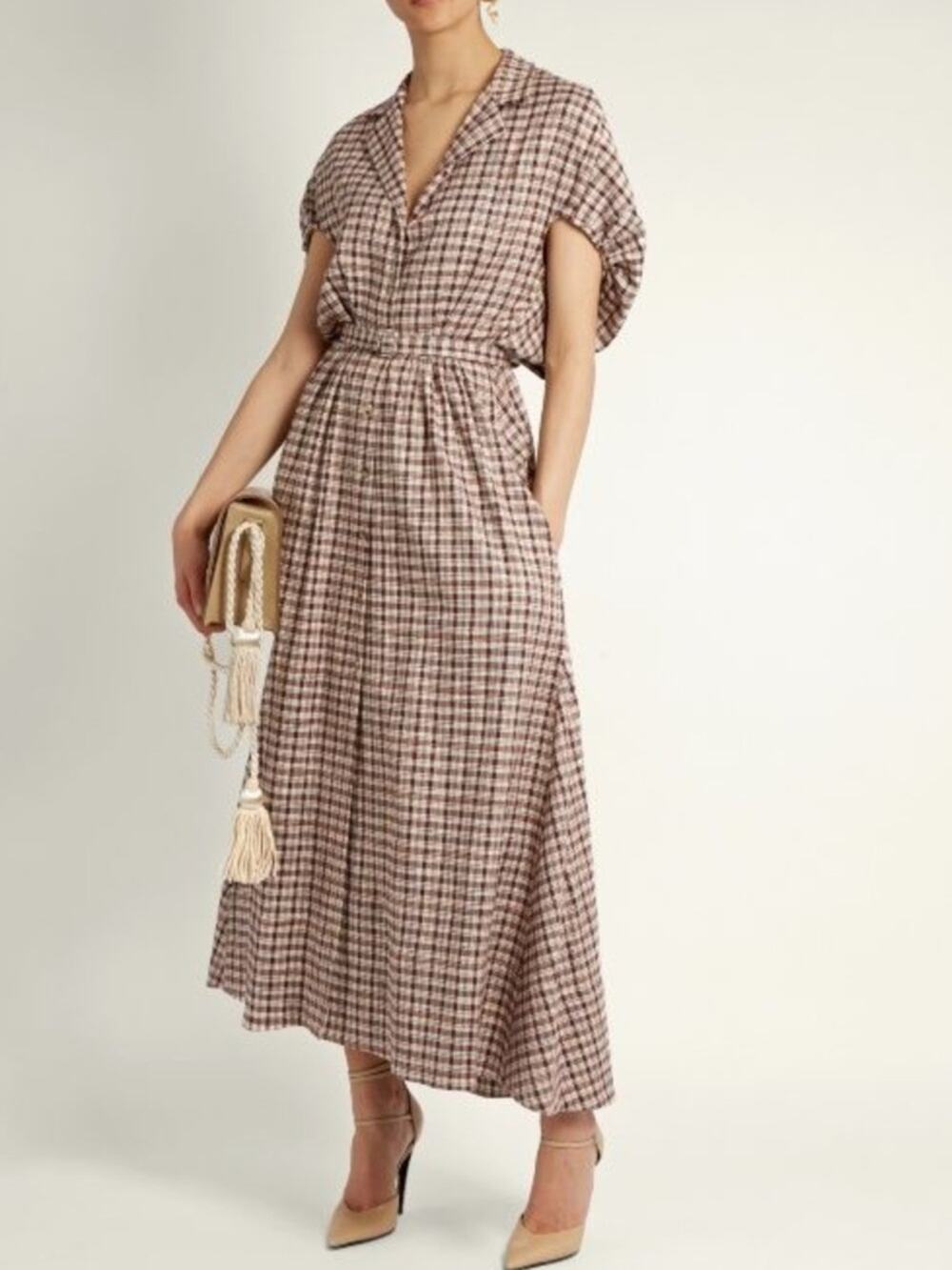 Rosie Assoulin wind at your back dress gingham check belted sz 8